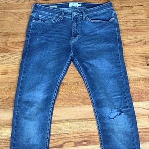 TOPMAN ;SKINNY RIPPED JEANS